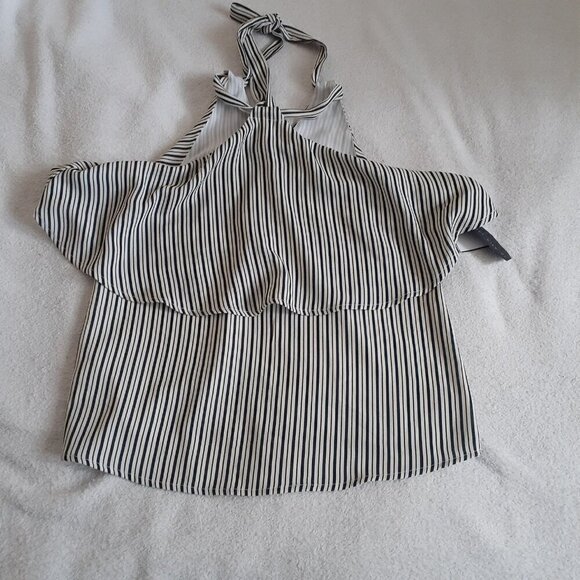 Thieves Like Us Nordstrom Women's XS Black Cream Pinstripe Halter Top - Picture 4 of 12